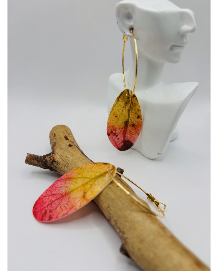 PENDIENTES ARTESANOS DE HOJA NATURAL ESQUELETIZADA