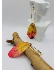 PENDIENTES ARTESANOS DE HOJA NATURAL ESQUELETIZADA