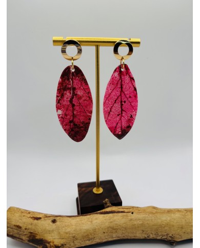 PENDIENTES ARTESANOS DE HOJA NATURAL ESQUELETIZADA