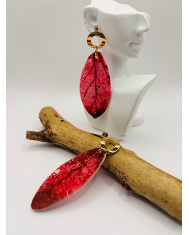 PENDIENTES ARTESANOS DE HOJA NATURAL ESQUELETIZADA