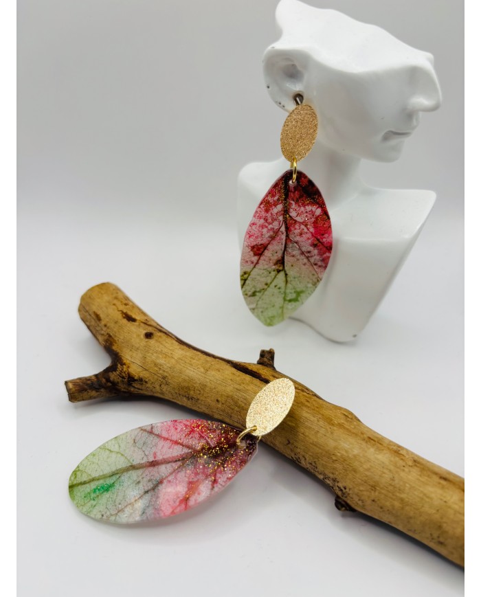 PENDIENTES ARTESANOS DE HOJA NATURAL ESQUELETIZADA