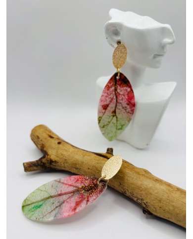 PENDIENTES ARTESANOS DE HOJA NATURAL ESQUELETIZADA