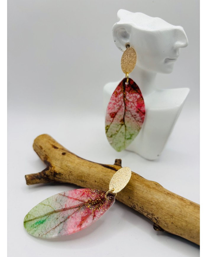 PENDIENTES ARTESANOS DE HOJA NATURAL ESQUELETIZADA