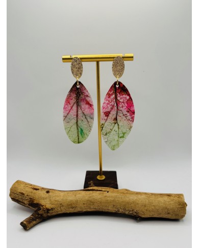 PENDIENTES ARTESANOS DE HOJA NATURAL ESQUELETIZADA