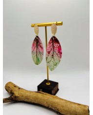 PENDIENTES ARTESANOS DE HOJA NATURAL ESQUELETIZADA