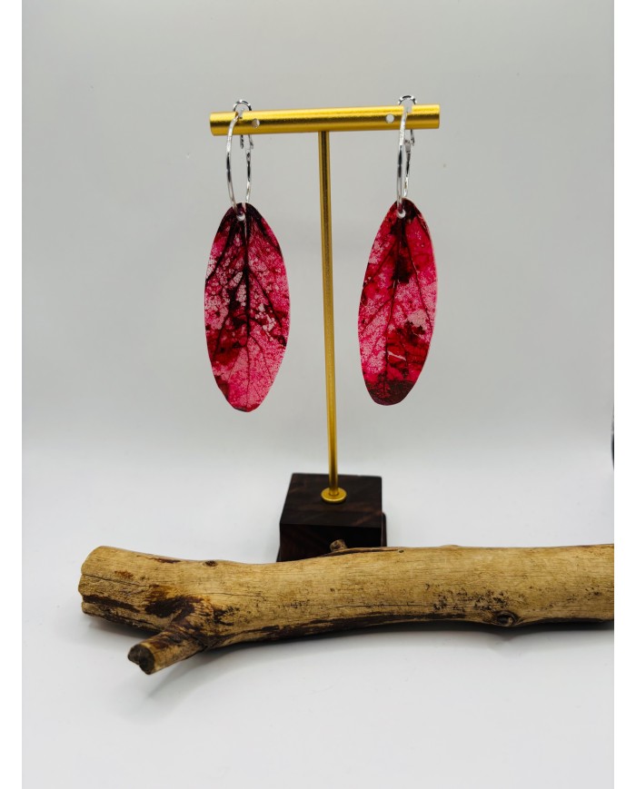 PENDIENTES ARTESANOS DE HOJA NATURAL ESQUELETIZADA