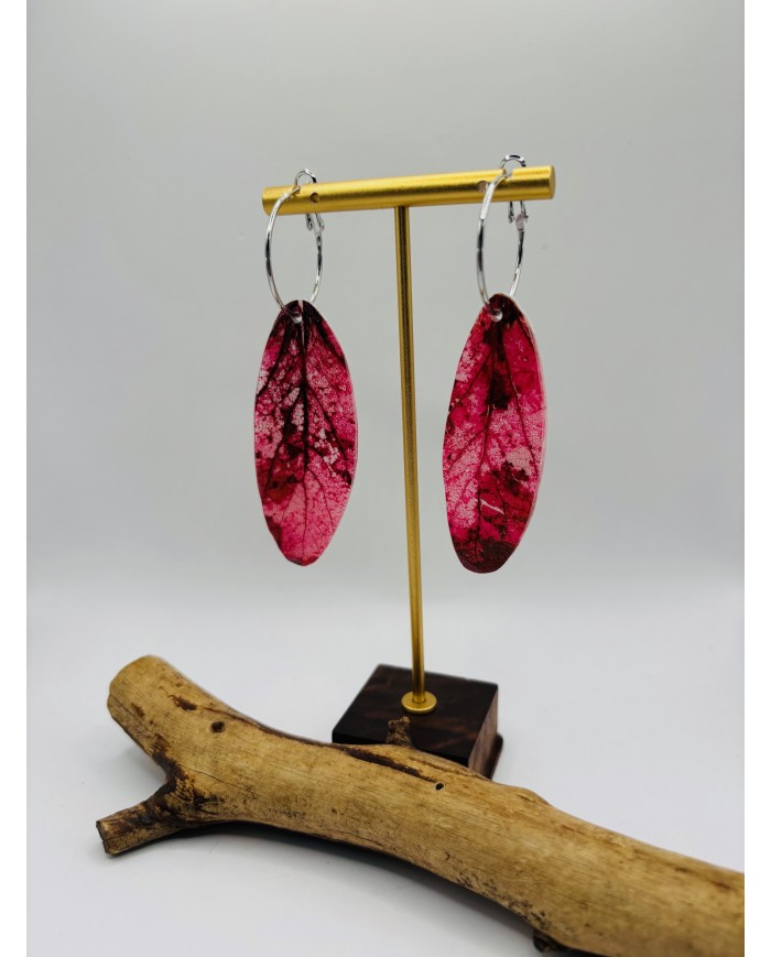 PENDIENTES ARTESANOS DE HOJA NATURAL ESQUELETIZADA