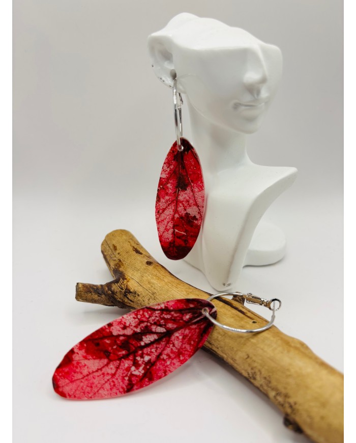 PENDIENTES ARTESANOS DE HOJA NATURAL ESQUELETIZADA