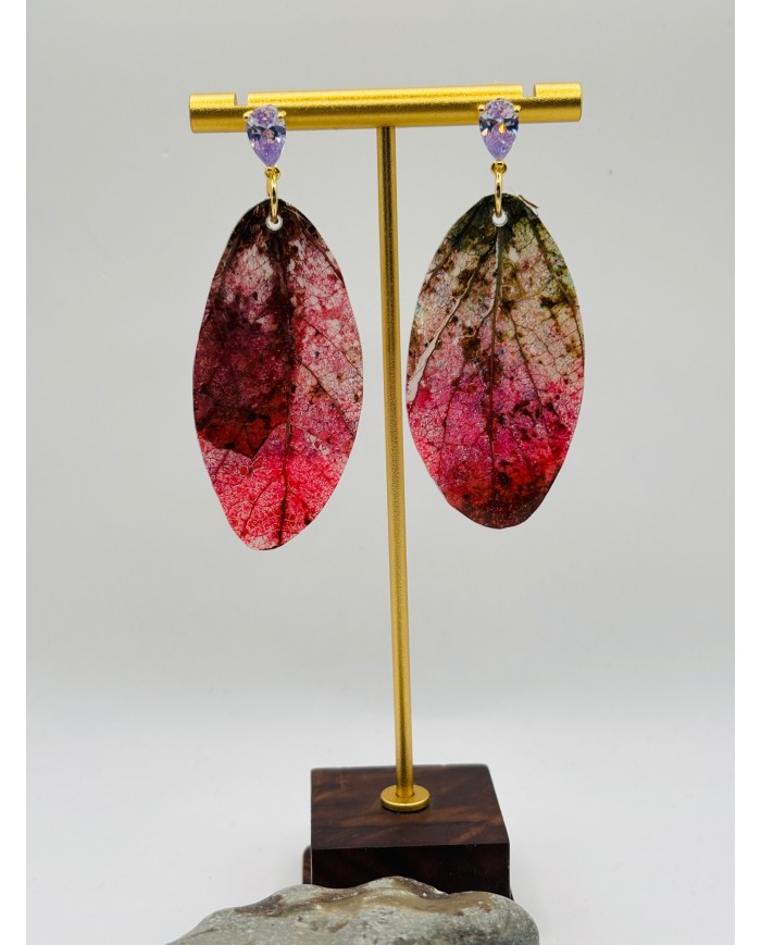 PENDIENTES ARTESANOS DE HOJA NATURAL ESQUELETIZADA