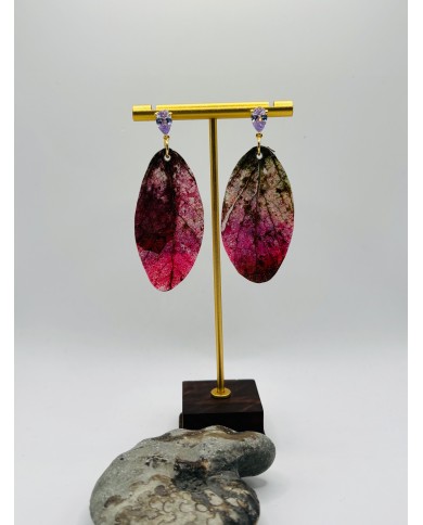 PENDIENTES ARTESANOS DE HOJA NATURAL ESQUELETIZADA