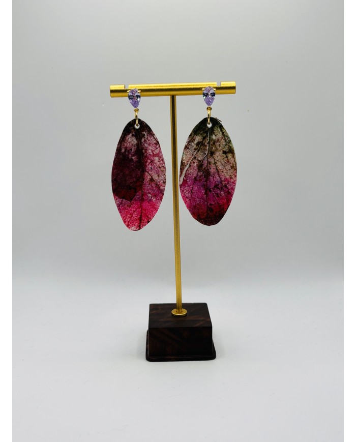 PENDIENTES ARTESANOS DE HOJA NATURAL ESQUELETIZADA