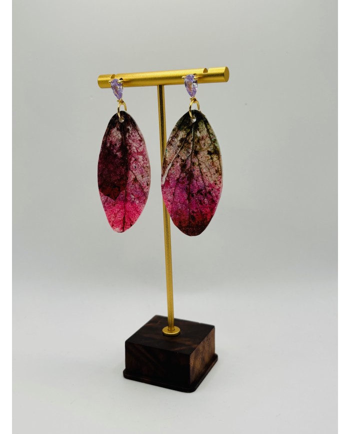 PENDIENTES ARTESANOS DE HOJA NATURAL ESQUELETIZADA