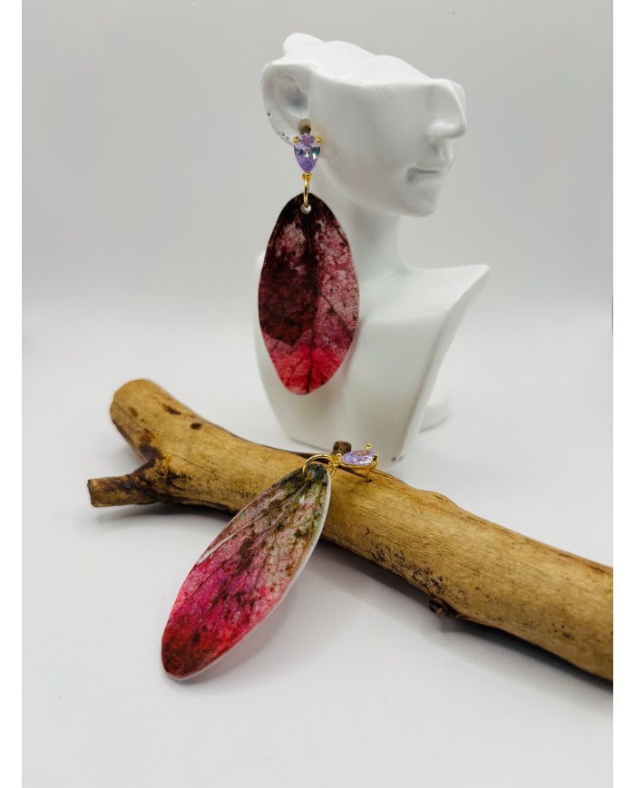 PENDIENTES ARTESANOS DE HOJA NATURAL ESQUELETIZADA