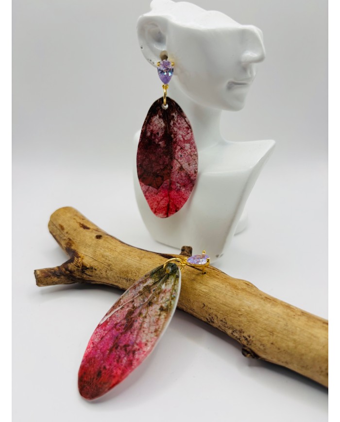 PENDIENTES ARTESANOS DE HOJA NATURAL ESQUELETIZADA