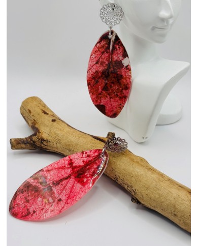 PENDIENTES ARTESANOS DE HOJA NATURAL ESQUELETIZADA