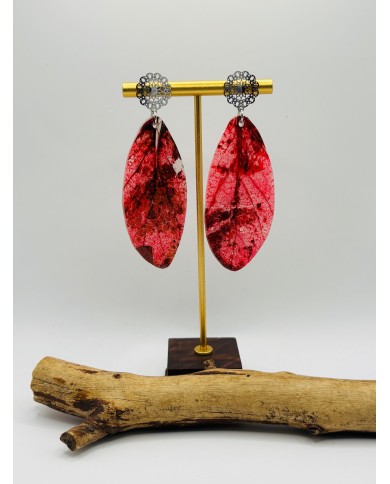 PENDIENTES ARTESANOS DE HOJA NATURAL ESQUELETIZADA