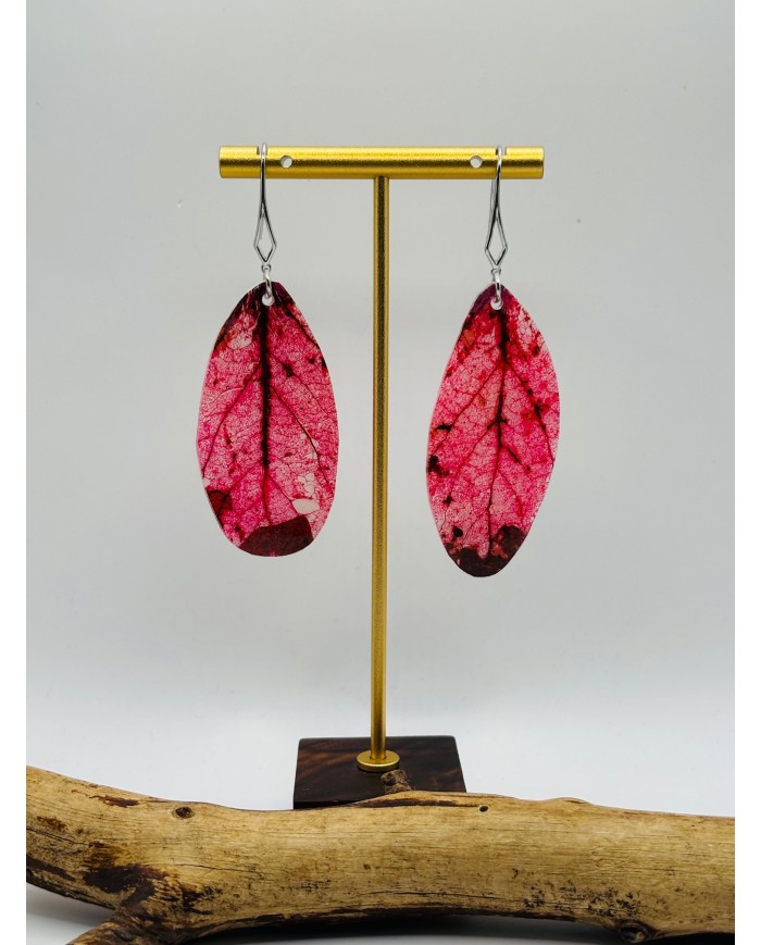 PENDIENTES ARTESANOS DE HOJA NATURAL ESQUELETIZADA