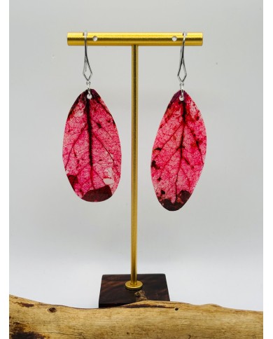 PENDIENTES ARTESANOS DE HOJA NATURAL ESQUELETIZADA