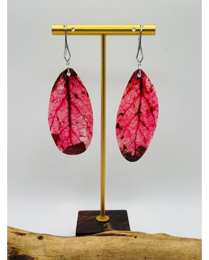 PENDIENTES ARTESANOS DE HOJA NATURAL ESQUELETIZADA