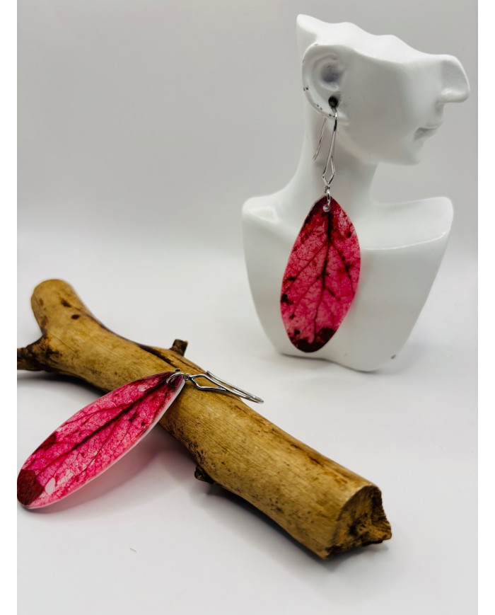 PENDIENTES ARTESANOS DE HOJA NATURAL ESQUELETIZADA