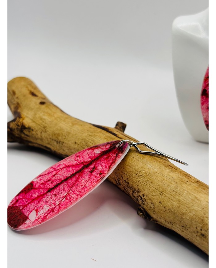 PENDIENTES ARTESANOS DE HOJA NATURAL ESQUELETIZADA