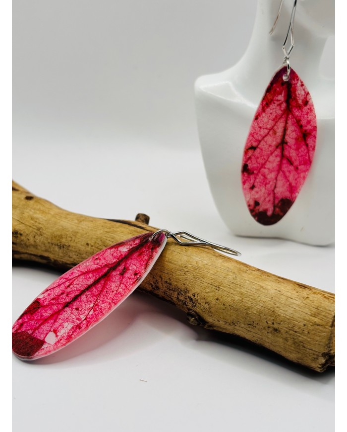 PENDIENTES ARTESANOS DE HOJA NATURAL ESQUELETIZADA