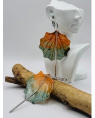 PENDIENTES ARTESANOS DE HOJA NATURAL ESQUELETIZADA