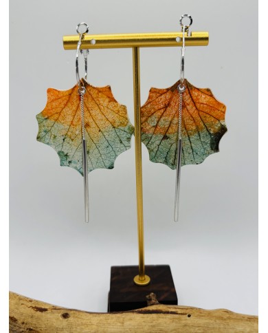 PENDIENTES ARTESANOS DE HOJA NATURAL ESQUELETIZADA