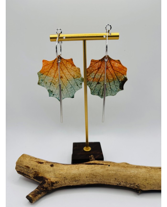 PENDIENTES ARTESANOS DE HOJA NATURAL ESQUELETIZADA