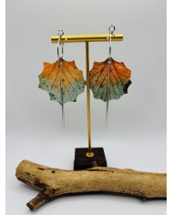 PENDIENTES ARTESANOS DE HOJA NATURAL ESQUELETIZADA
