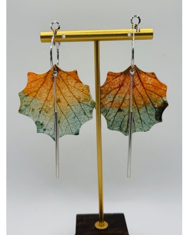 PENDIENTES ARTESANOS DE HOJA NATURAL ESQUELETIZADA