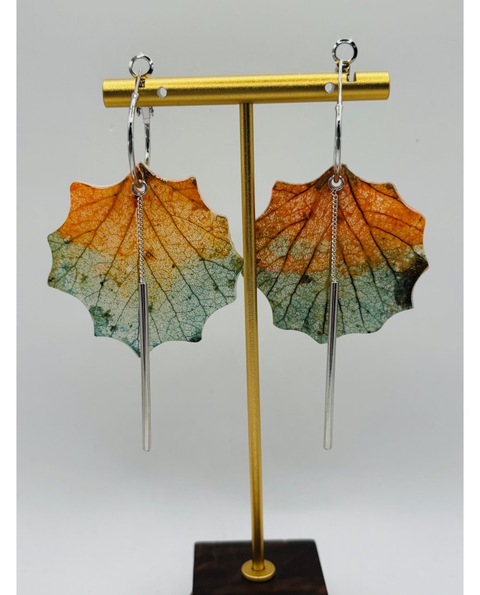 PENDIENTES ARTESANOS DE HOJA NATURAL ESQUELETIZADA