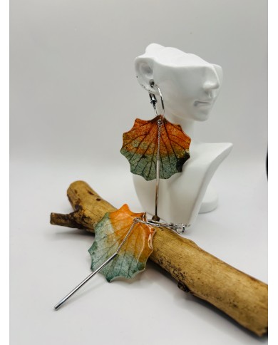 PENDIENTES ARTESANOS DE HOJA NATURAL ESQUELETIZADA