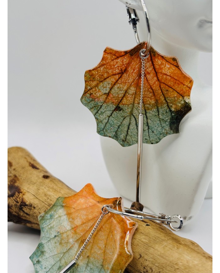 PENDIENTES ARTESANOS DE HOJA NATURAL ESQUELETIZADA