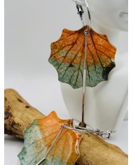 PENDIENTES ARTESANOS DE HOJA NATURAL ESQUELETIZADA