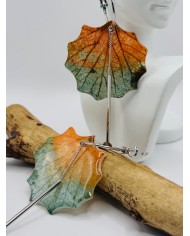 PENDIENTES ARTESANOS DE HOJA NATURAL ESQUELETIZADA