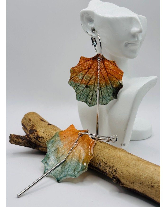 PENDIENTES ARTESANOS DE HOJA NATURAL ESQUELETIZADA