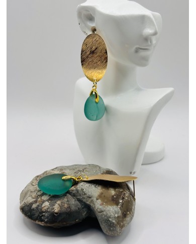 PENDIENTES ARTESANOS DE CRISTAL MARINO
