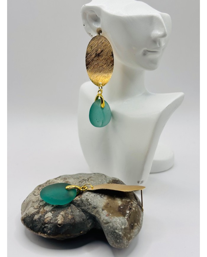 PENDIENTES ARTESANOS DE CRISTAL MARINO