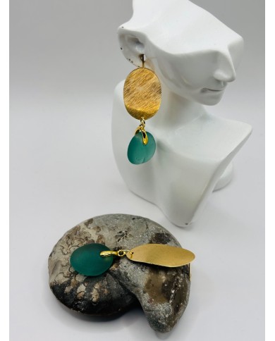 PENDIENTES ARTESANOS DE CRISTAL MARINO