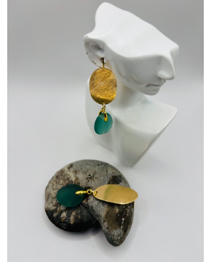 PENDIENTES ARTESANOS DE CRISTAL MARINO