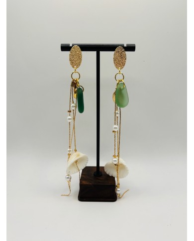 PENDIENTES ARTESANOS DE CRISTAL MARINO