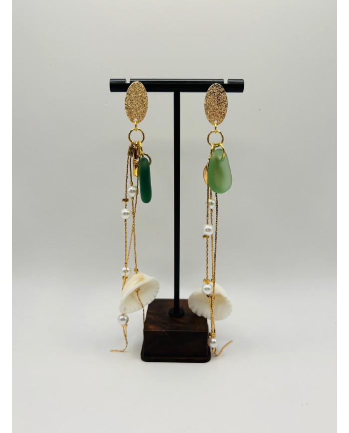 PENDIENTES ARTESANOS DE CRISTAL MARINO