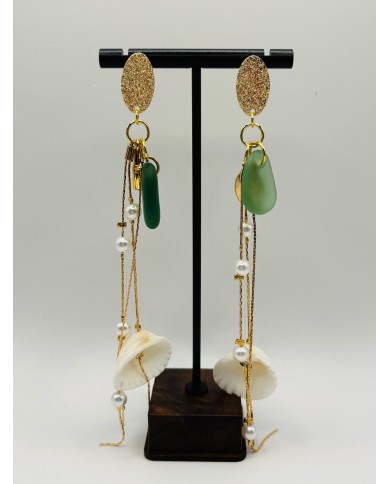 PENDIENTES ARTESANOS DE CRISTAL MARINO