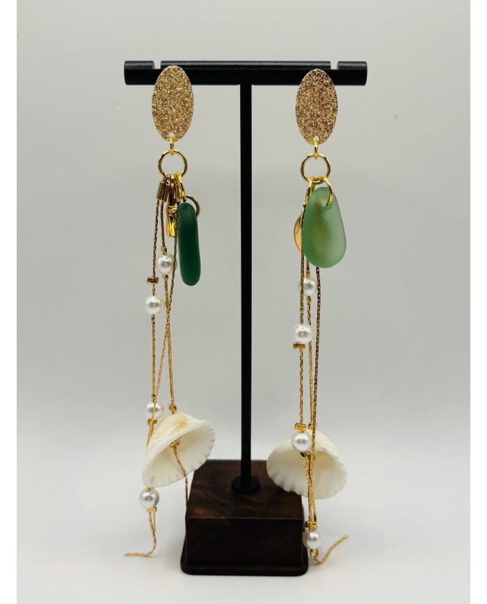PENDIENTES ARTESANOS DE CRISTAL MARINO