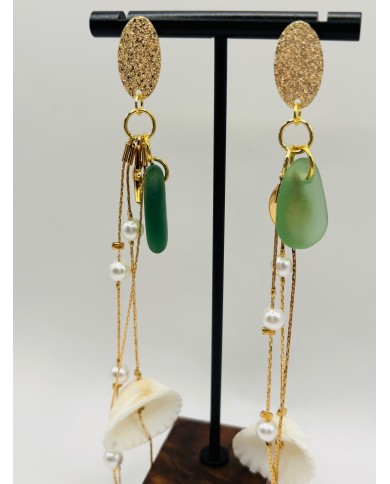 PENDIENTES ARTESANOS DE CRISTAL MARINO