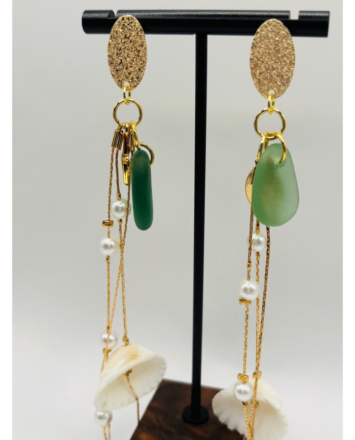 PENDIENTES ARTESANOS DE CRISTAL MARINO