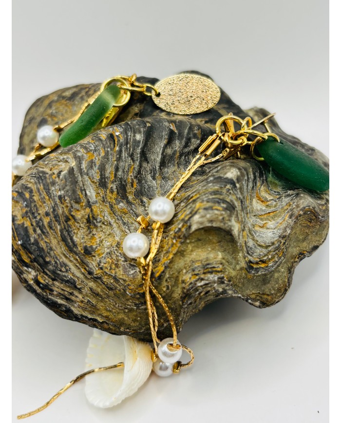 PENDIENTES ARTESANOS DE CRISTAL MARINO