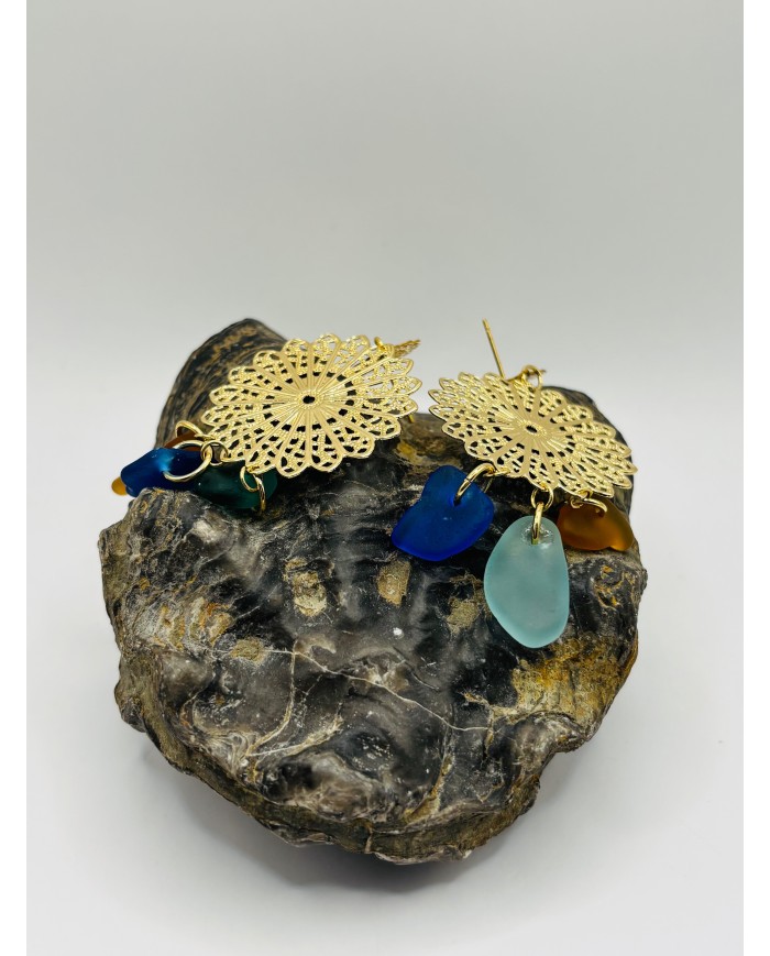 PENDIENTES ARTESANOS DE CRISTAL MARINO