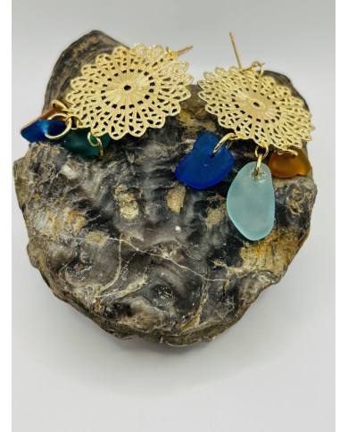 PENDIENTES ARTESANOS DE CRISTAL MARINO